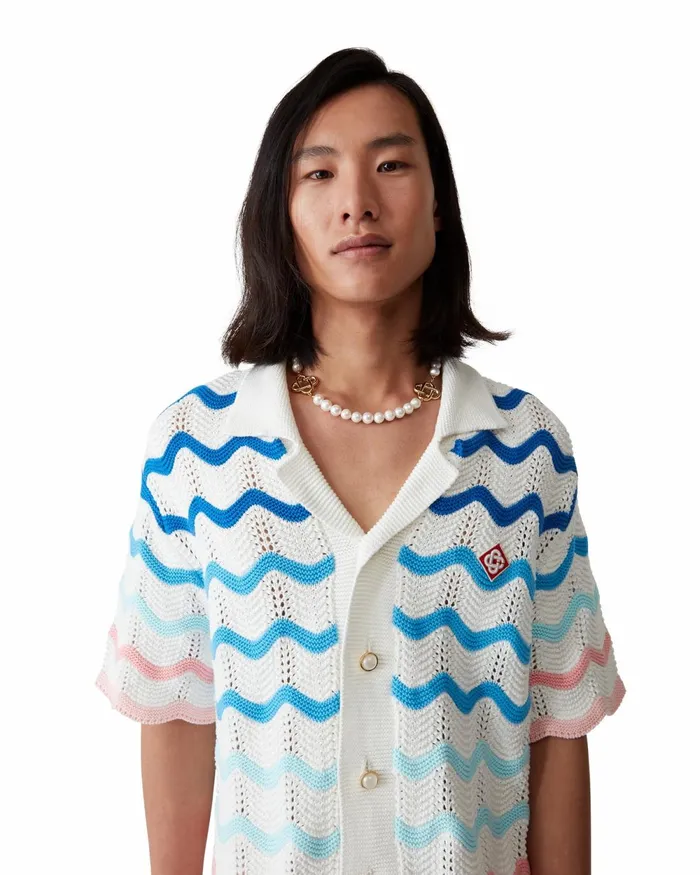 Casablanca Paris Knitwear Gradient Wave Crochet Shirt 8211 Men