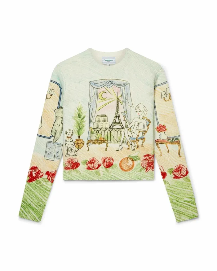 Casablanca Paris Knitwear L039Appartement De Reve Printed Crew Neck Jumper 8211 Women