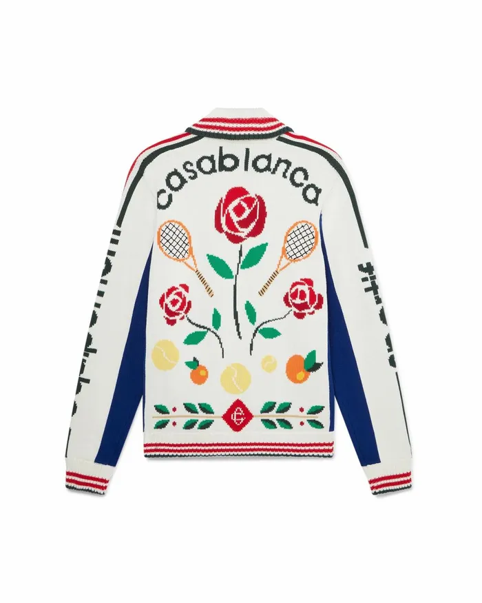 Casablanca Paris Knitwear Laurel Intarsia Knit Jacket 8211 Men