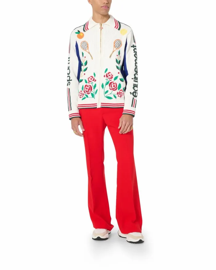 Casablanca Paris Knitwear Laurel Intarsia Knit Jacket 8211 Men Casablanca Paris Knitwear Laurel Intarsia Knit Jacket 8211 Men