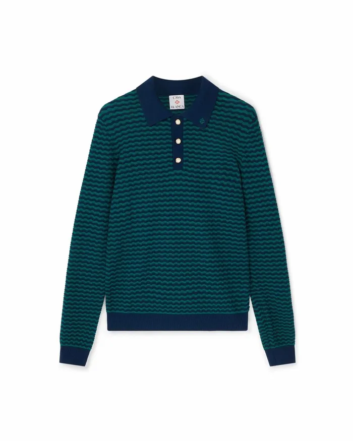 Casablanca Paris Knitwear Mini Wave Polo Shirt 8211 Men