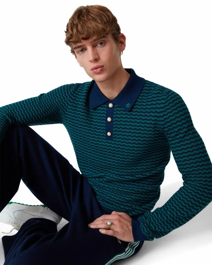 Casablanca Paris Knitwear Mini Wave Polo Shirt 8211 Men