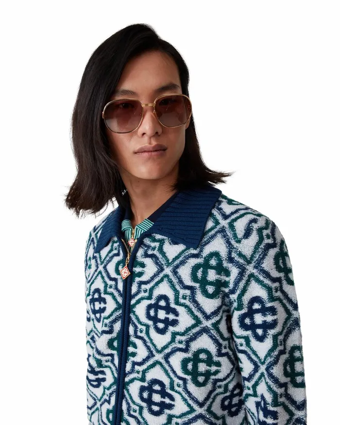 Casablanca Paris Knitwear Monogram Knit Zip Jumper 8211 Men