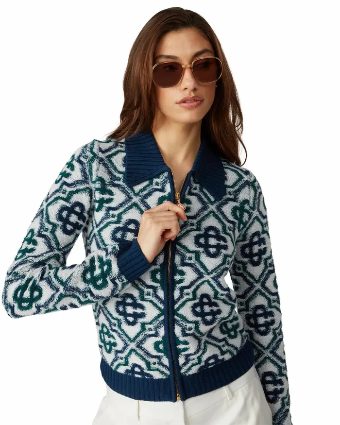 Casablanca Paris Knitwear Monogram Knit Zip Jumper 8211 Women