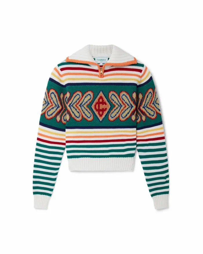Casablanca Paris Knitwear Multicolour Diamond Zip Up Jumper 8211 Women