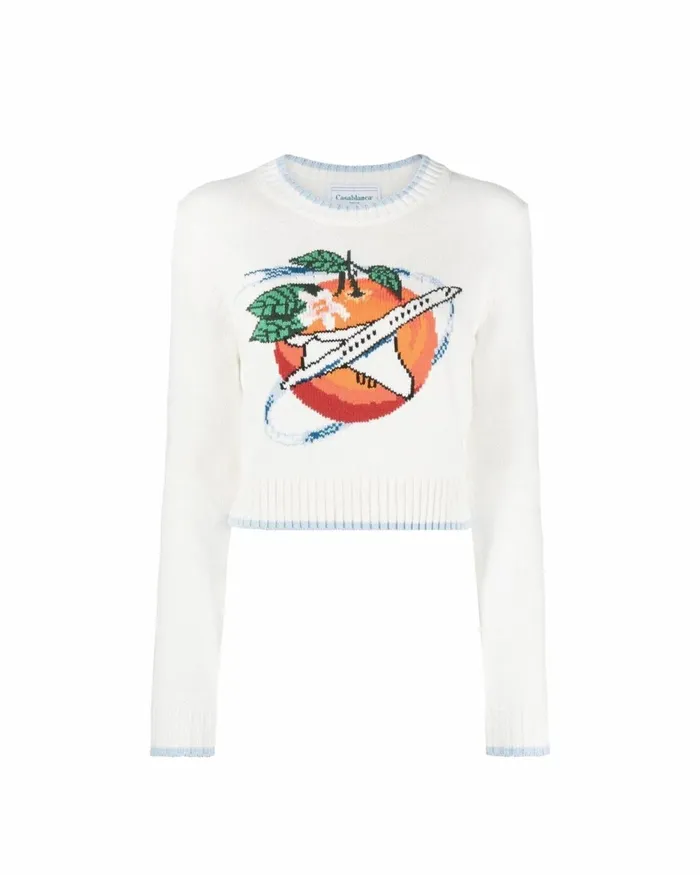 Casablanca Paris Knitwear Orbite Autour De L039Orange Crew Neck Jumper 8211 Women