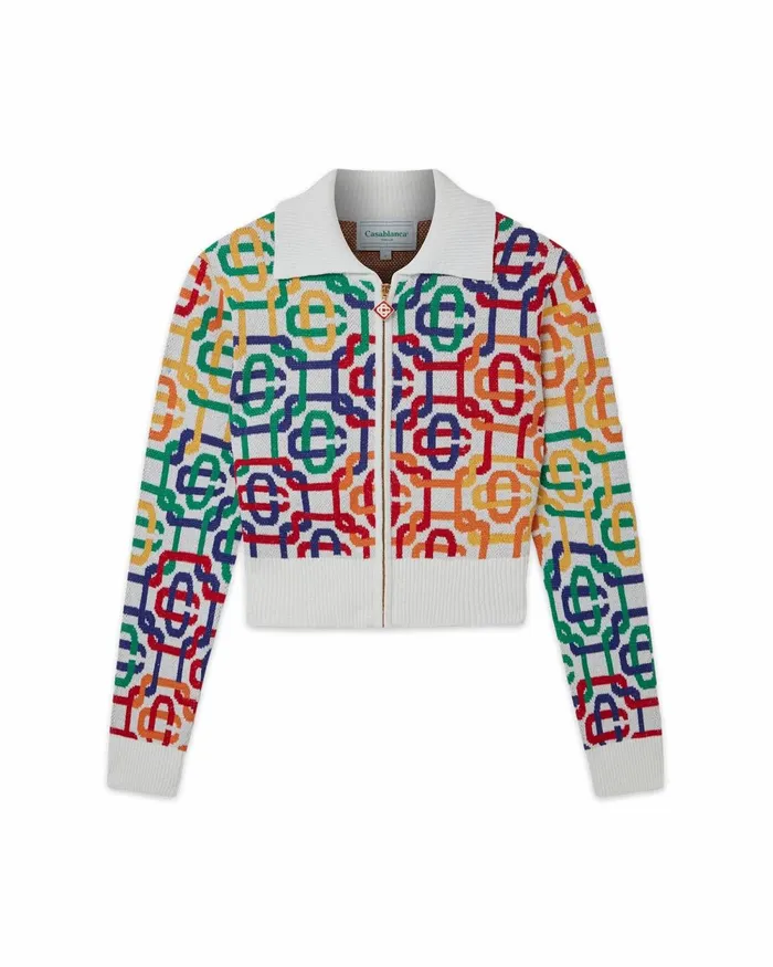 Casablanca Paris Knitwear Rainbow Monogram Cropped Zip Up Jumper 8211 Women
