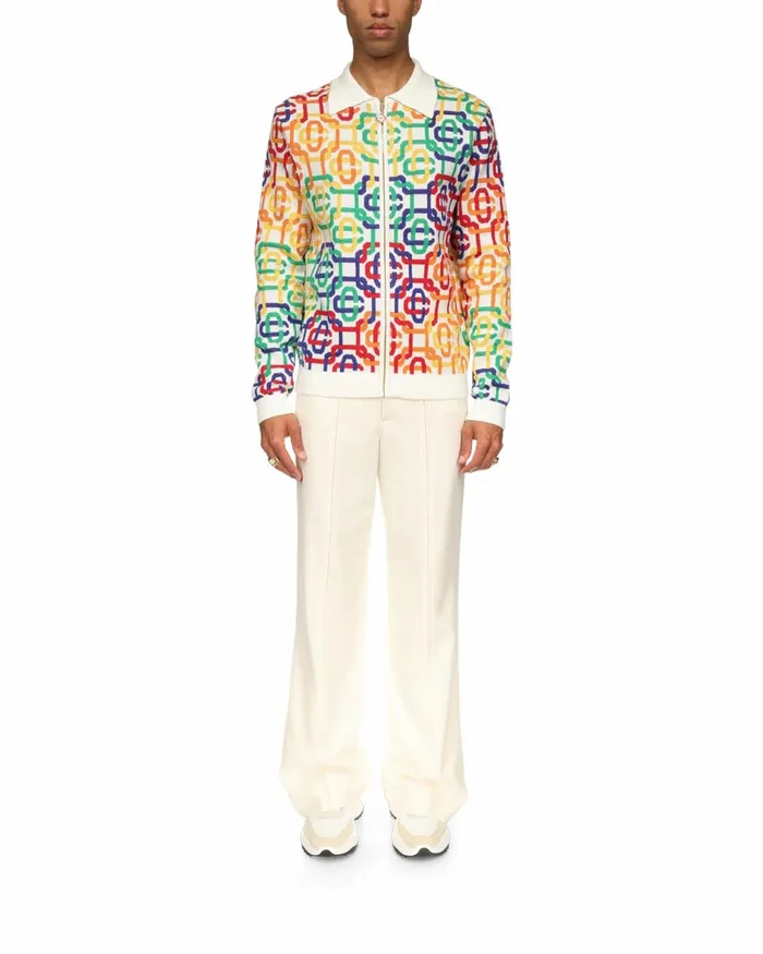 Casablanca Paris Knitwear Rainbow Monogram Zip Up Jumper 8211 Men Casablanca Paris Knitwear Rainbow Monogram Zip Up Jumper 8211 Men