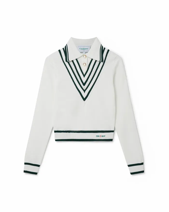 Casablanca Paris Knitwear Retro Tennis Pleated Polo Shirt 8211 Women
