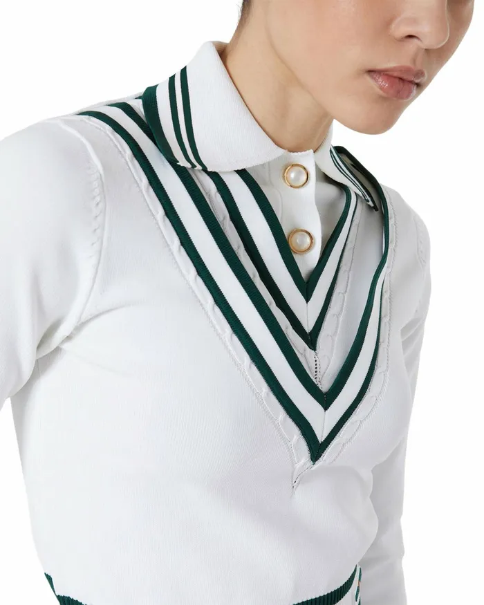 Casablanca Paris Knitwear Retro Tennis Pleated Polo Shirt 8211 Women Casablanca Paris Knitwear Retro Tennis Pleated Polo Shirt 8211 Women