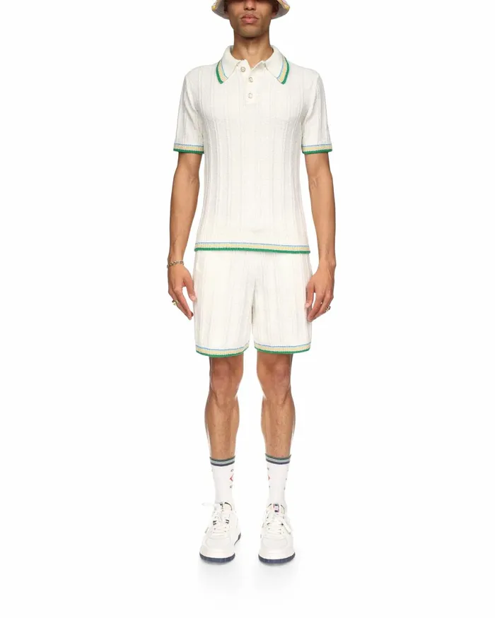 Casablanca Paris Knitwear Rib Boucle Polo Shirt 8211 Men