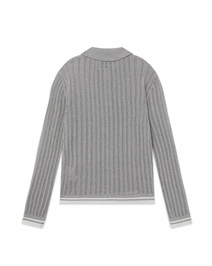Casablanca Paris Knitwear Silver Long Sleeve Polo Shirt 8211 Women