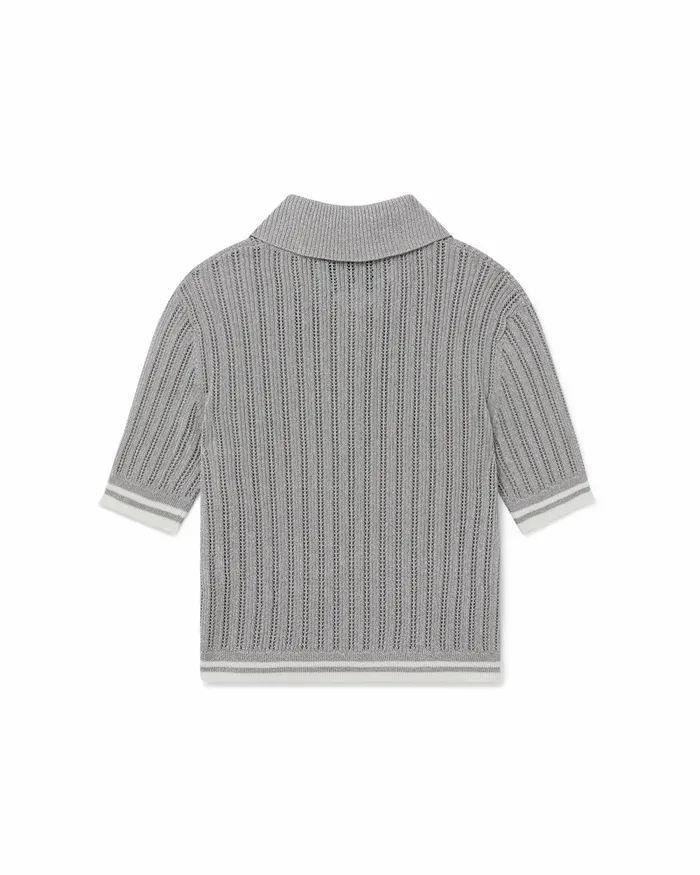 Casablanca Paris Knitwear Silver Short Sleeve Polo Shirt 8211 Women