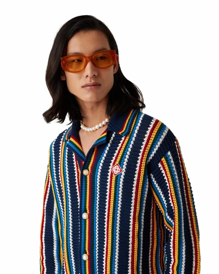 Casablanca Paris Knitwear Stripe Crochet Shirt 8211 Men