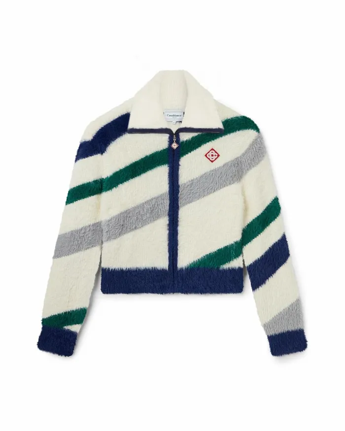 Casablanca Paris Knitwear Striped Fluffy Zip Up Jumper 8211 Women