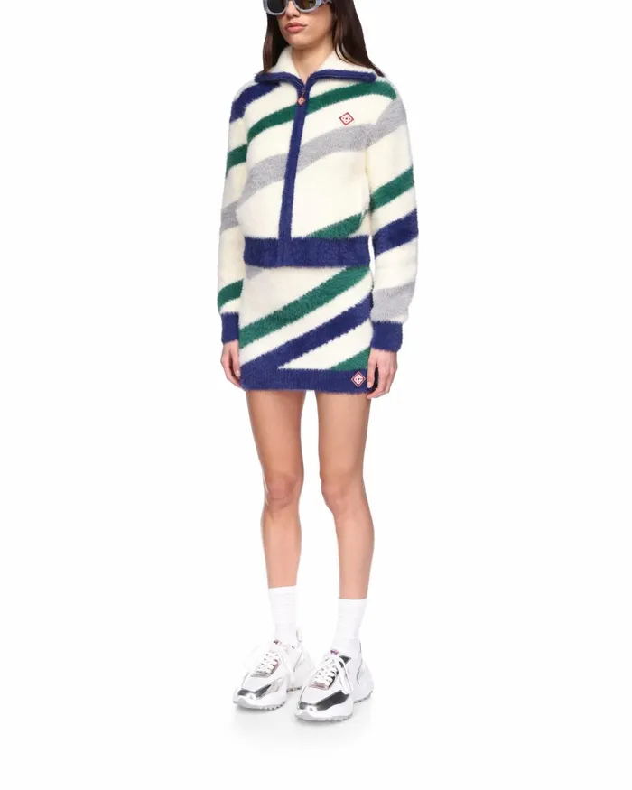 Casablanca Paris Knitwear Striped Fluffy Zip Up Jumper 8211 Women