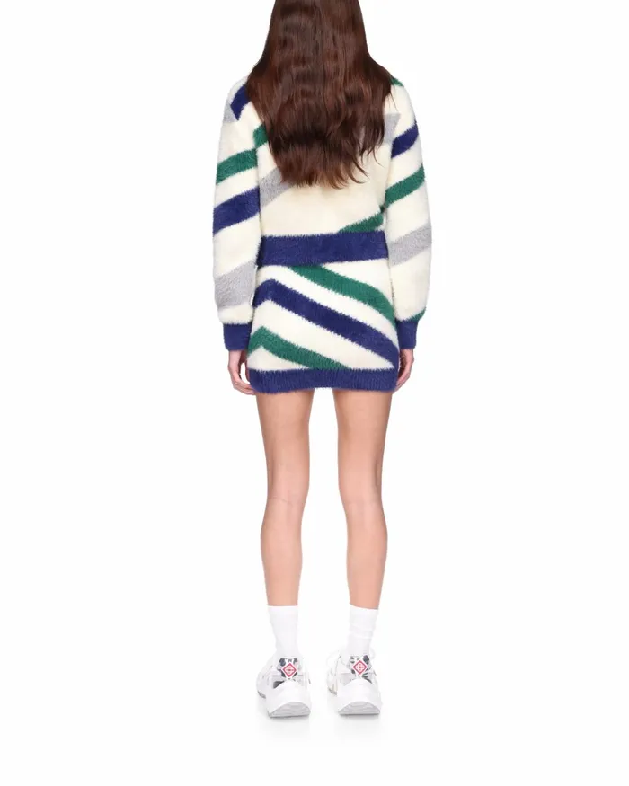 Casablanca Paris Knitwear Striped Fluffy Zip Up Jumper 8211 Women
