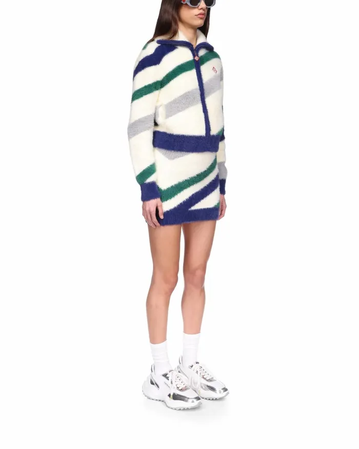 Casablanca Paris Knitwear Striped Fluffy Zip Up Jumper 8211 Women