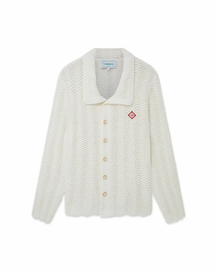 Casablanca Paris Knitwear Wavy Gradient Long Sleeve Crochet Shirt 8211 Men