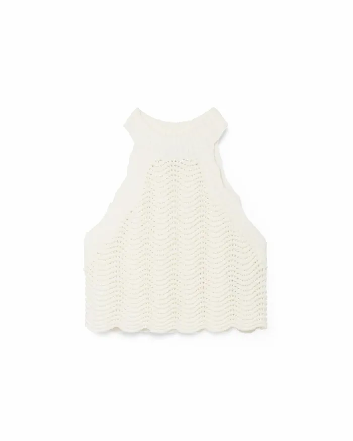 Casablanca Paris Knitwear White Crochet Racer Top 8211 Women