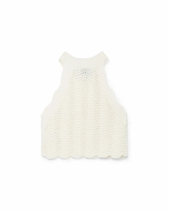 Casablanca Paris Knitwear White Crochet Racer Top 8211 Women