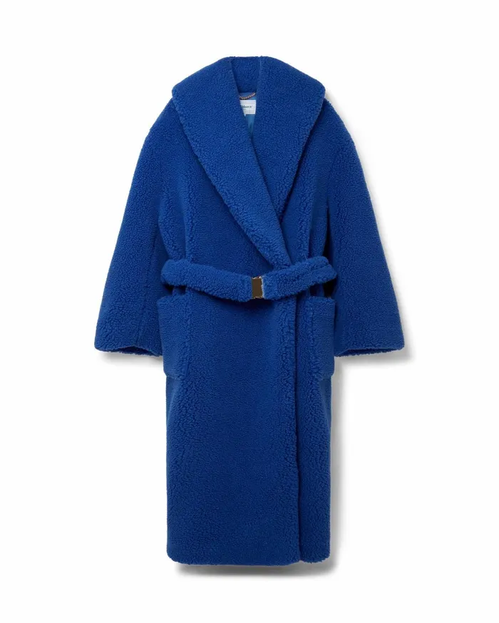Casablanca Paris Outerwear Blue Faux Shearling Coat 8211 Men