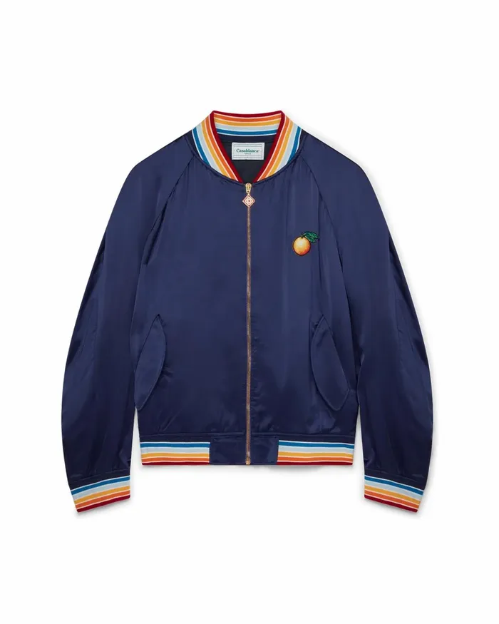 Casablanca Paris Outerwear Navy Casa Talisman Satin Souvenir Jacket 8211 Men