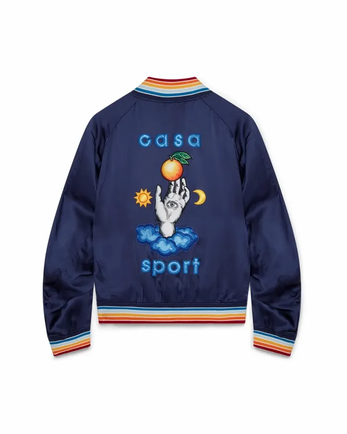 Casablanca Paris Outerwear Navy Casa Talisman Satin Souvenir Jacket 8211 Men Casablanca Paris Outerwear Navy Casa Talisman Satin Souvenir Jacket 8211 Men