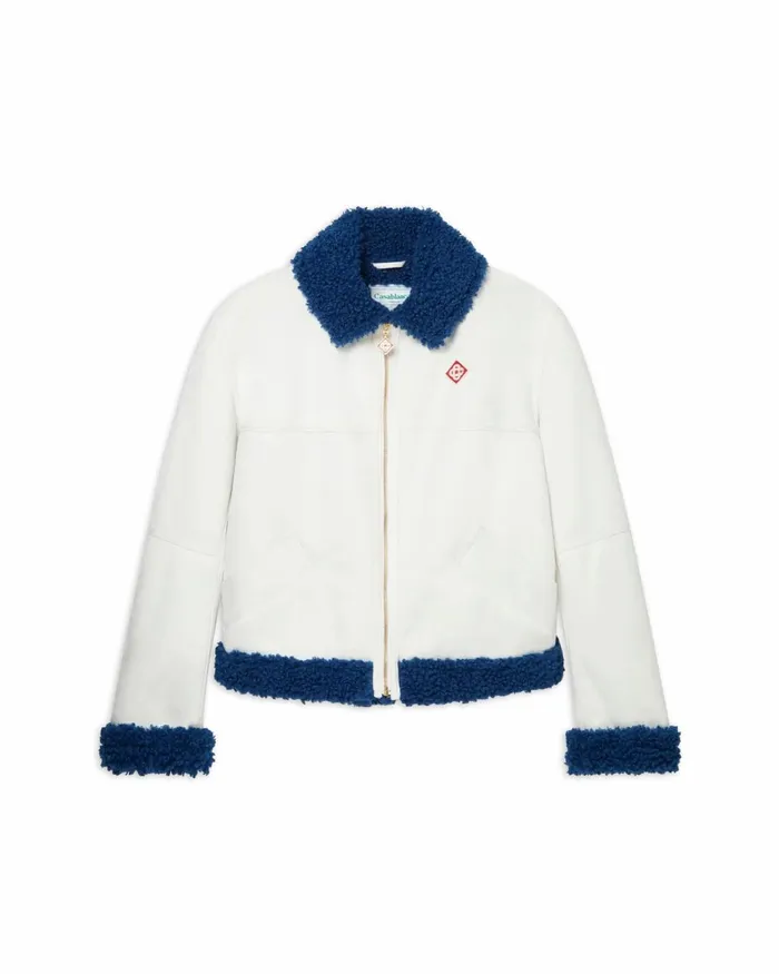 Casablanca Paris Outerwear White and Blue Aviator Jacket 8211 Men