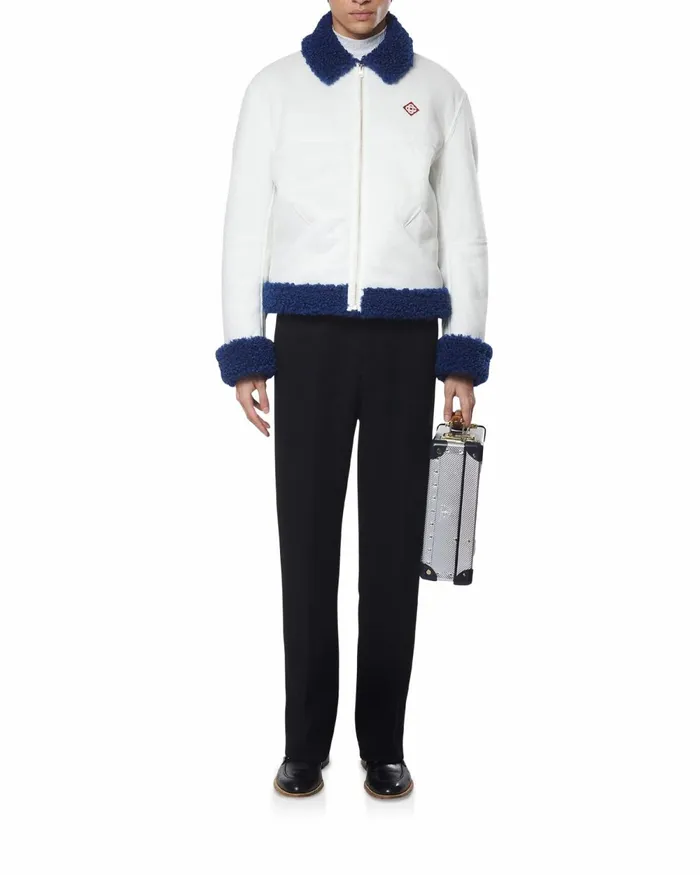 Casablanca Paris Outerwear White and Blue Aviator Jacket 8211 Men