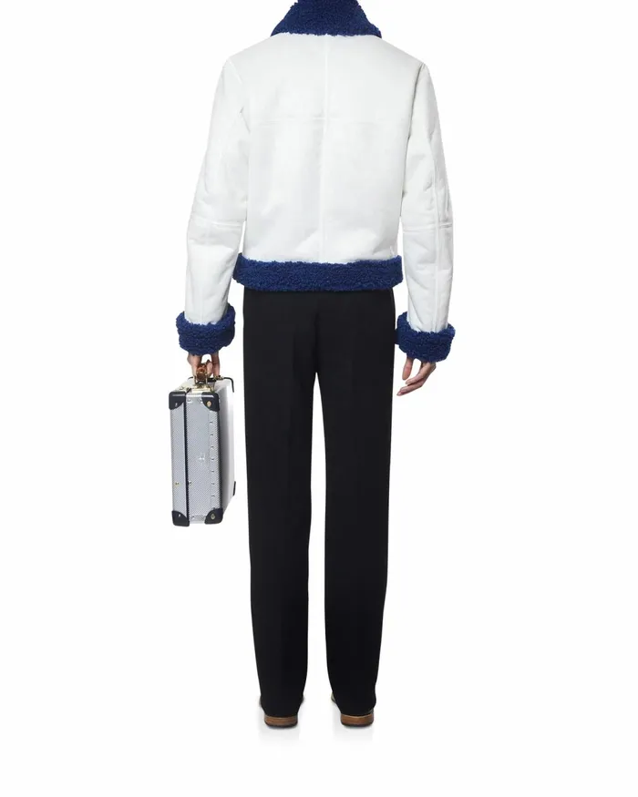 Casablanca Paris Outerwear White and Blue Aviator Jacket 8211 Men