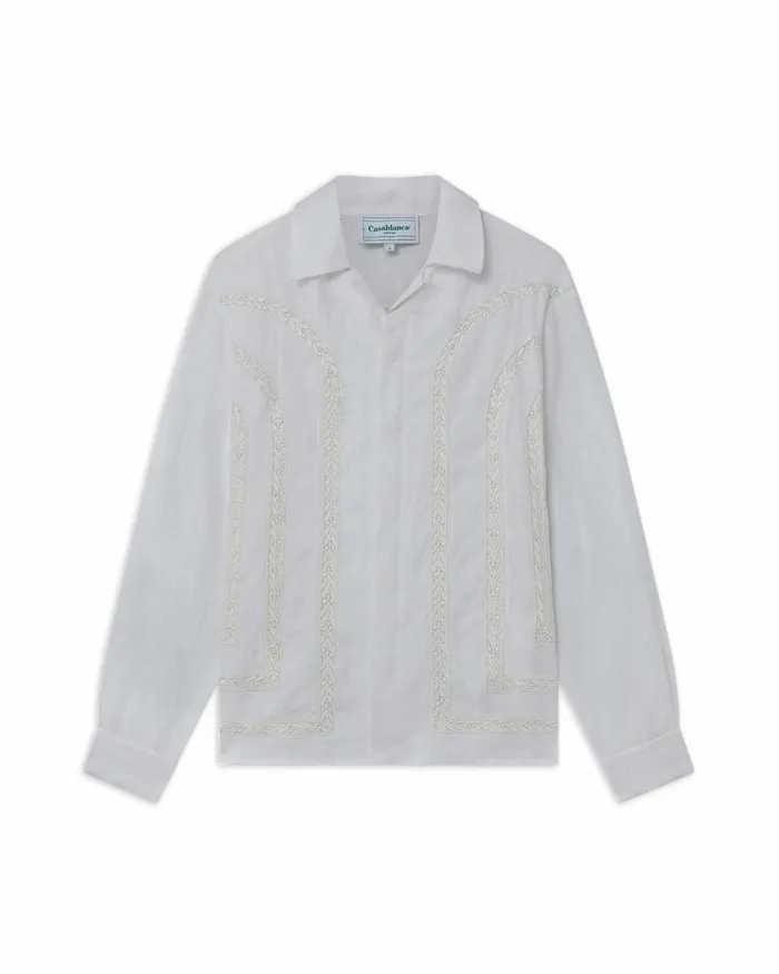 Casablanca Paris Shirts Broderie Anglaise Linen Shirt 8211 Men