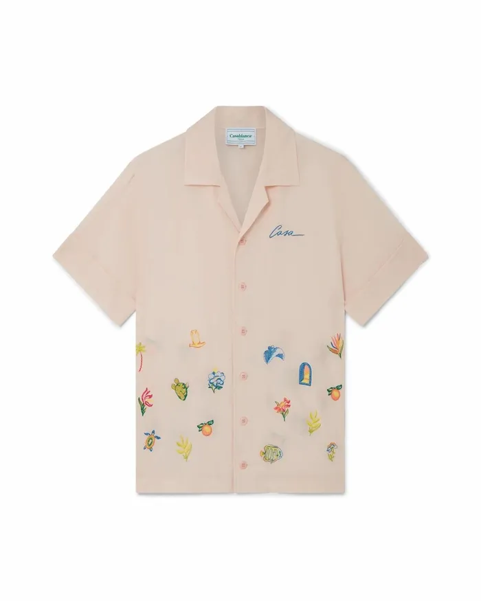 Casablanca Paris Shirts Casa Icons Embroidery Silk Shirt 8211 Men