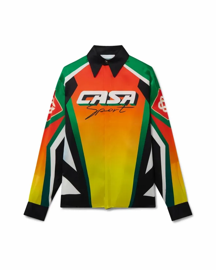 Casablanca Paris Shirts Casa Moto Sport Silk Shirt 8211 MenWomen