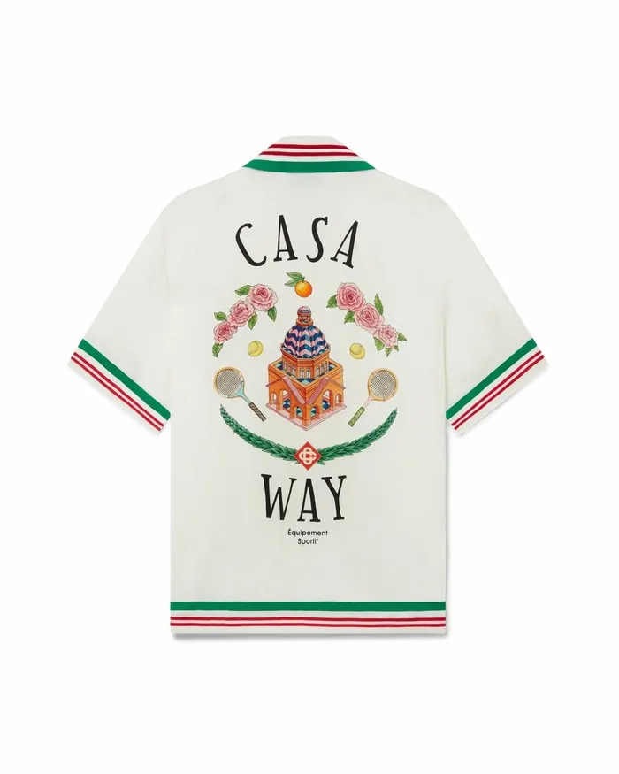 Casablanca Paris Shirts Casa Way Knitted Collar Silk Shirt 8211 Men
