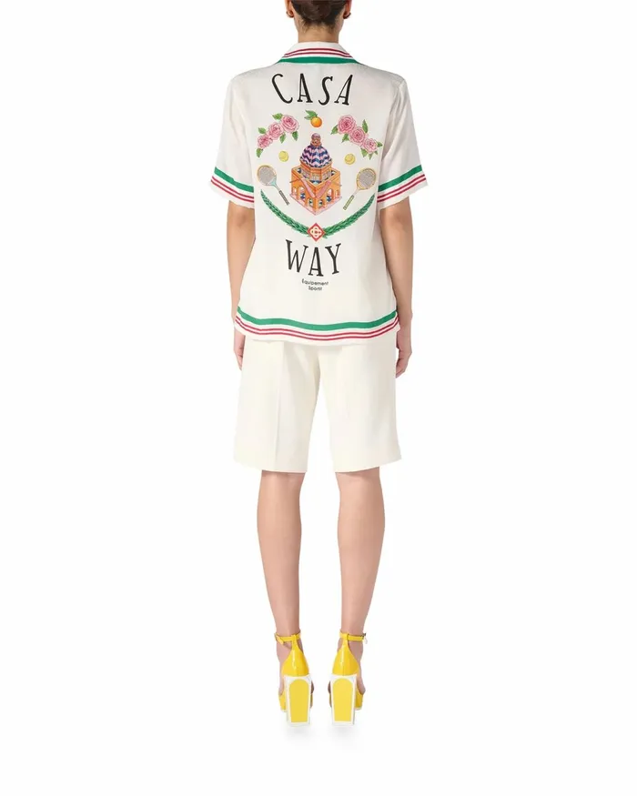 Casablanca Paris Shirts Casa Way Knitted Collar Silk Shirt 8211 Women