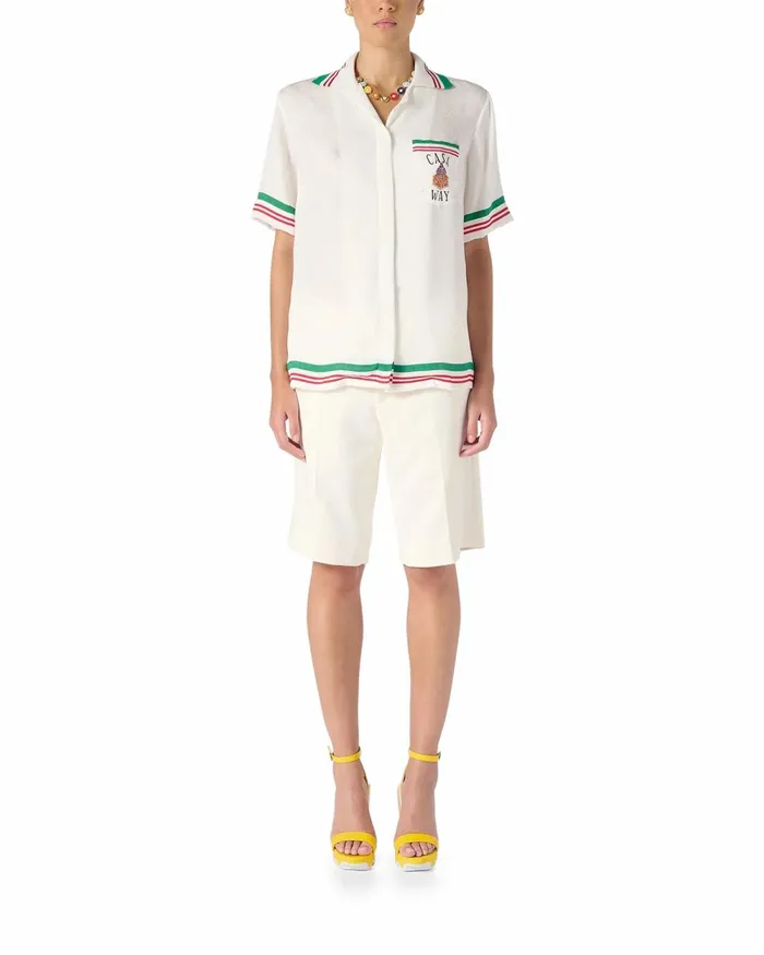 Casablanca Paris Shirts Casa Way Knitted Collar Silk Shirt 8211 Women