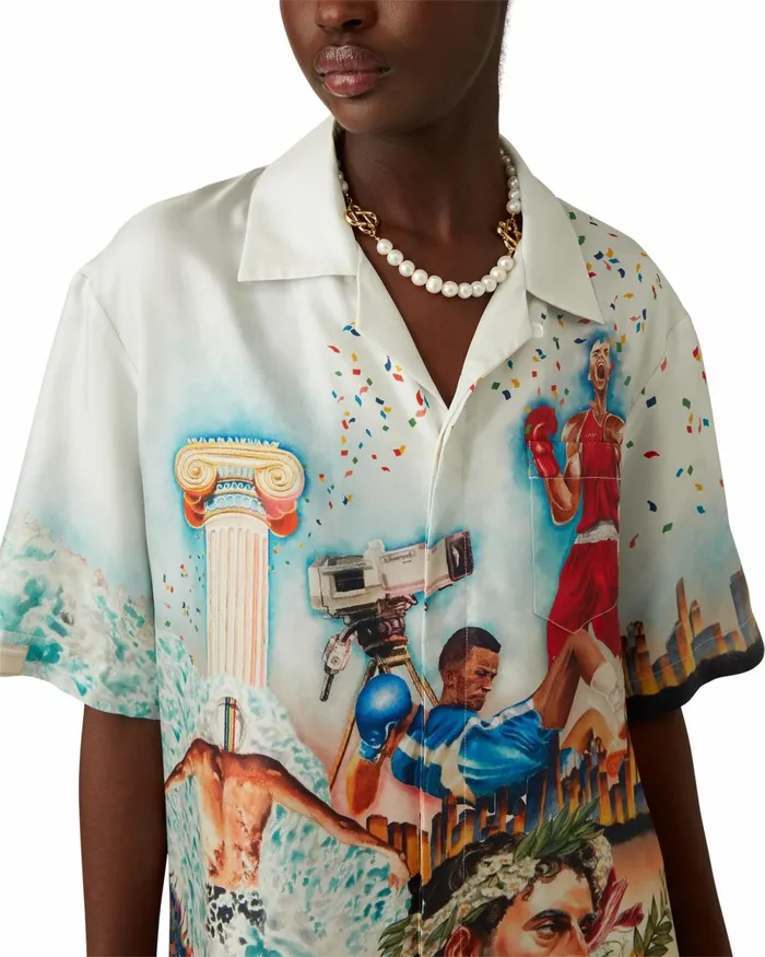 Casablanca Paris Shirts Celebration Du Sport Silk Shirt 8211 MenWomen Casablanca Paris Shirts Celebration Du Sport Silk Shirt 8211 MenWomen