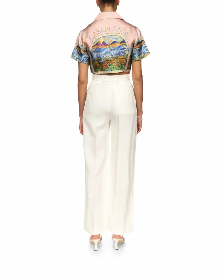 Casablanca Paris Shirts Chevaux Sauvages Cropped Silk Shirt 8211 Women Casablanca Paris Shirts Chevaux Sauvages Cropped Silk Shirt 8211 Women