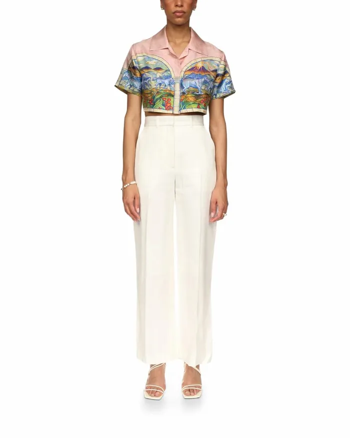 Casablanca Paris Shirts Chevaux Sauvages Cropped Silk Shirt 8211 Women Casablanca Paris Shirts Chevaux Sauvages Cropped Silk Shirt 8211 Women