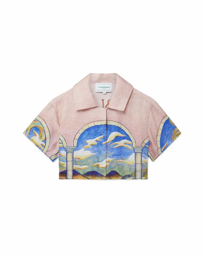Casablanca Paris Shirts Chevaux Sauvages Cropped Silk Shirt 8211 Women Casablanca Paris Shirts Chevaux Sauvages Cropped Silk Shirt 8211 Women
