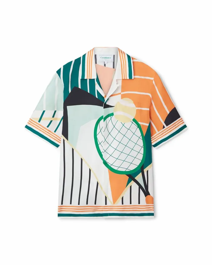 Casablanca Paris Shirts Court Abstrait Silk Shirt 8211 MenWomen