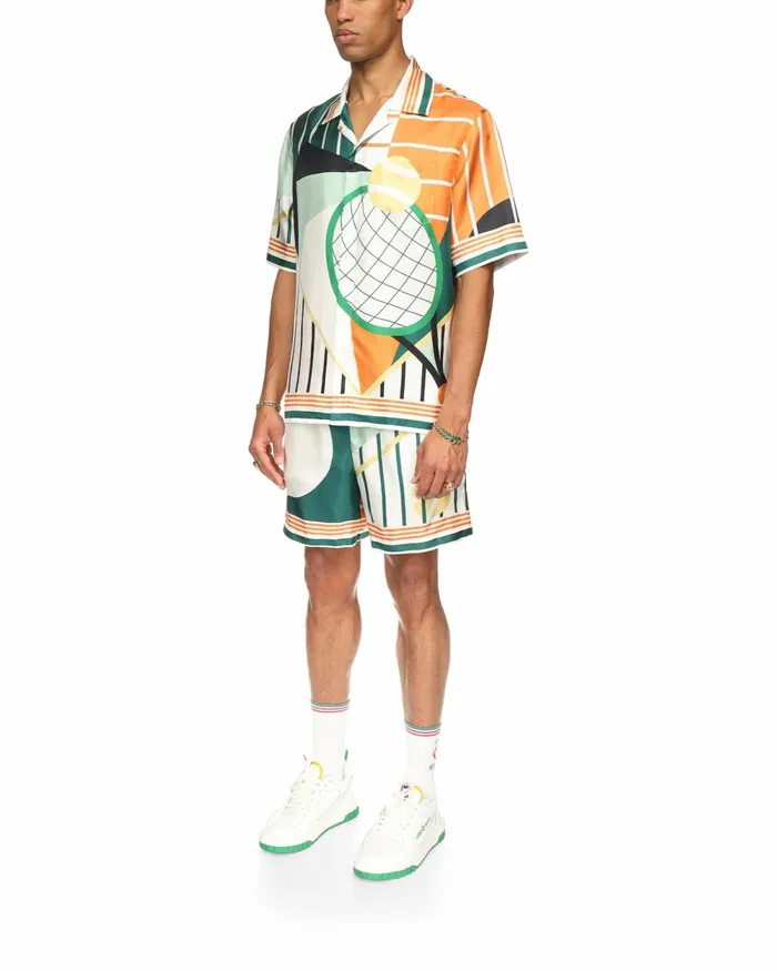 Casablanca Paris Shirts Court Abstrait Silk Shirt 8211 MenWomen