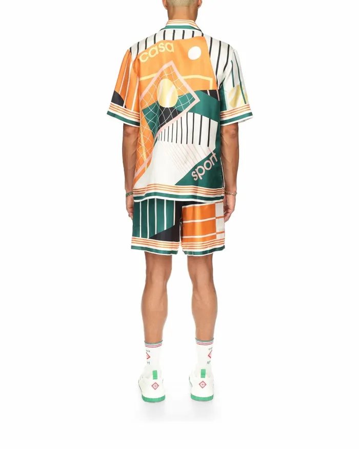 Casablanca Paris Shirts Court Abstrait Silk Shirt 8211 MenWomen