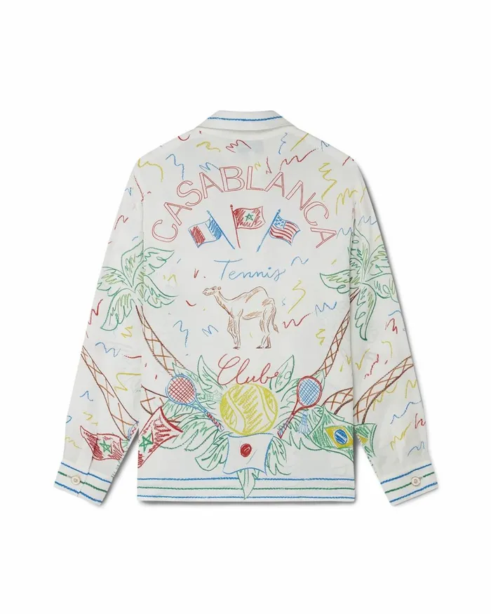Casablanca Paris Shirts Crayon Tennis Club Silk Shirt 8211 MenWomen