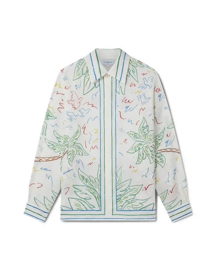 Casablanca Paris Shirts Crayon Tennis Club Silk Shirt 8211 MenWomen