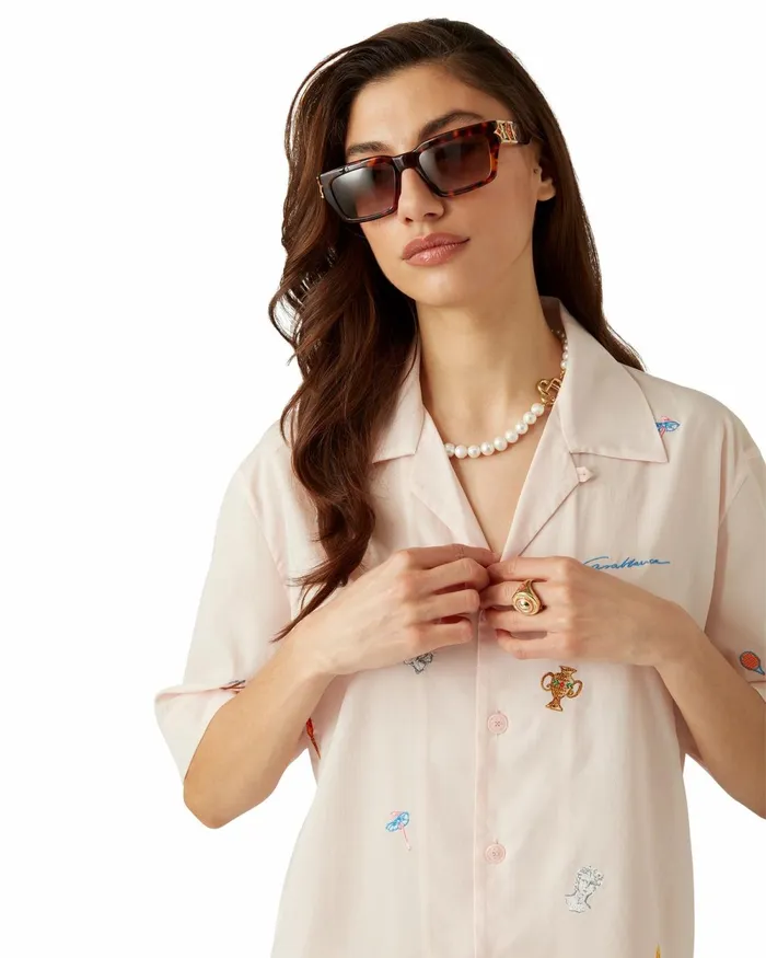 Casablanca Paris Shirts Embroidered Motif Shirt 8211 MenWomen