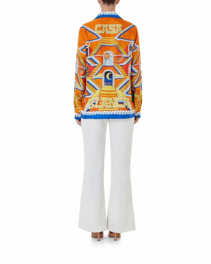Casablanca Paris Shirts Escalier Infini Cuban Collar Silk Shirt 8211 Women Casablanca Paris Shirts Escalier Infini Cuban Collar Silk Shirt 8211 Women