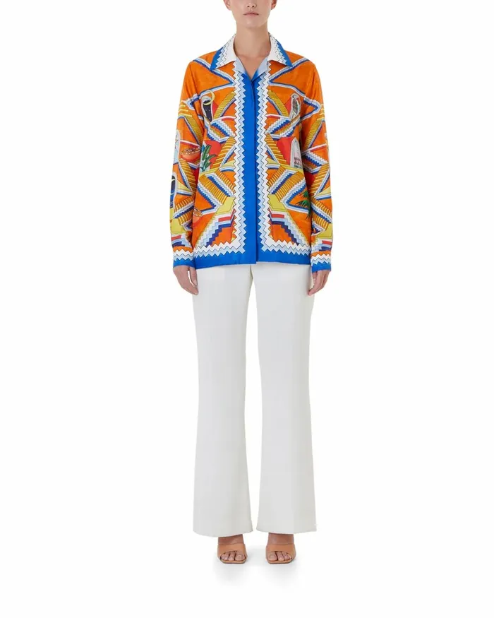 Casablanca Paris Shirts Escalier Infini Cuban Collar Silk Shirt 8211 Women Casablanca Paris Shirts Escalier Infini Cuban Collar Silk Shirt 8211 Women