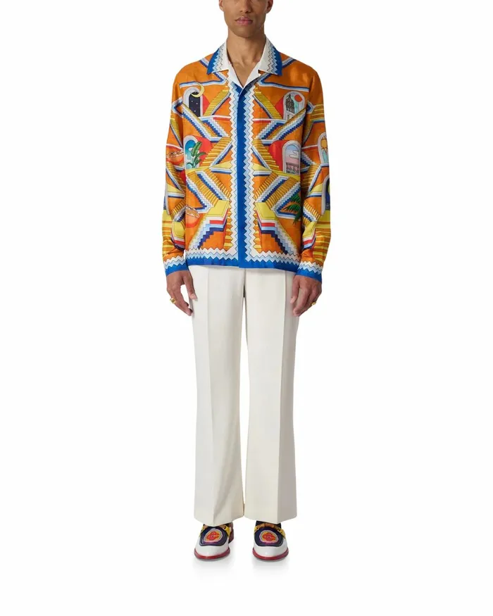 Casablanca Paris Shirts Escalier Infini Silk Shirt 8211 Men Casablanca Paris Shirts Escalier Infini Silk Shirt 8211 Men